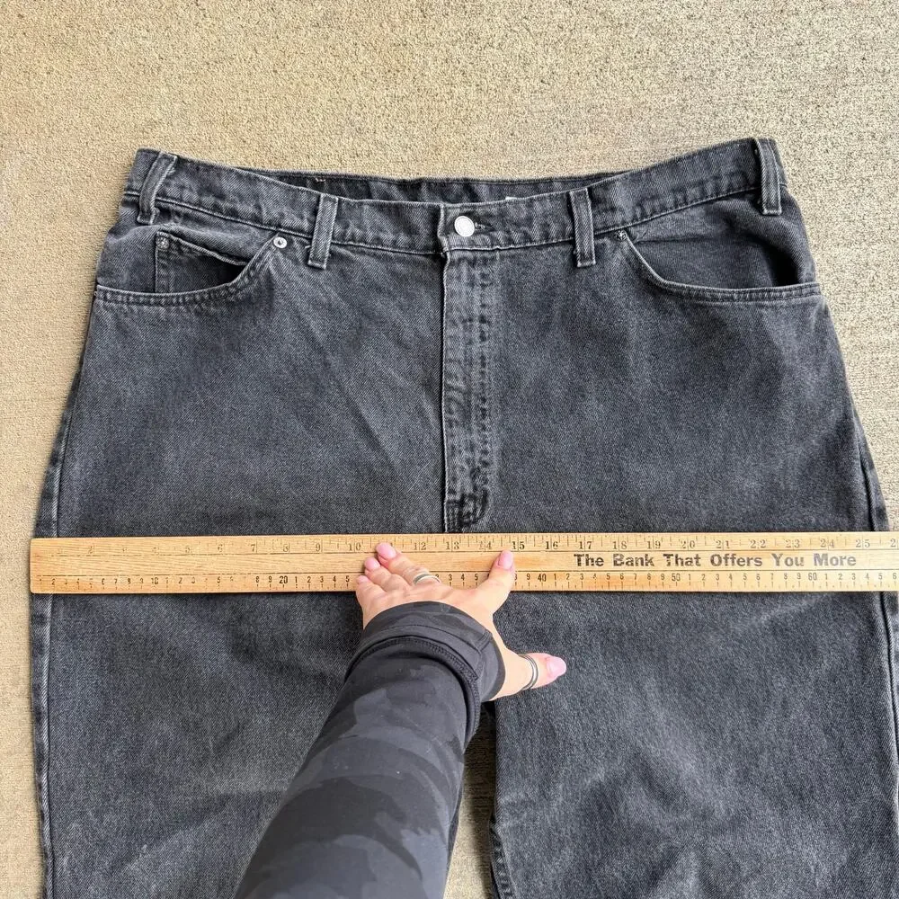 Vintage 90s Levi's 560 Black Jeans 40x30 Orange Tab Loose Fit Tapered Leg